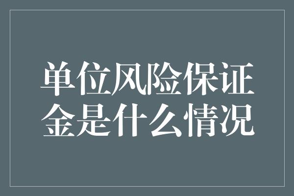 单位风险保证金是什么情况