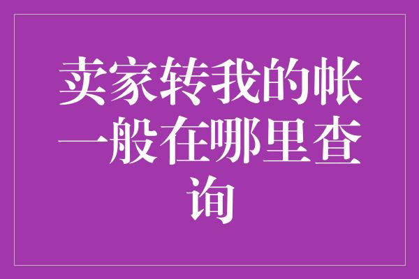 卖家转我的帐一般在哪里查询