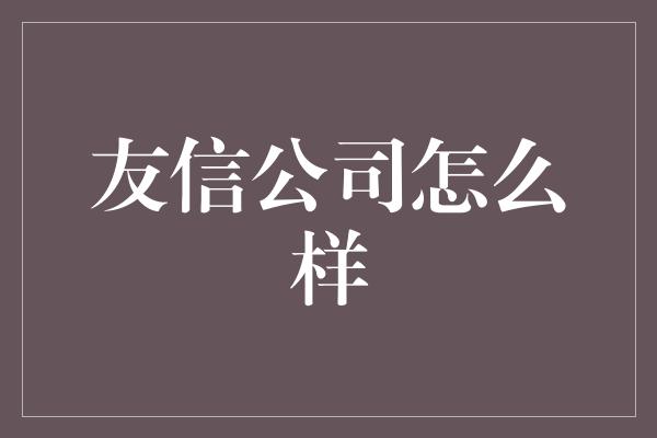 友信公司怎么样