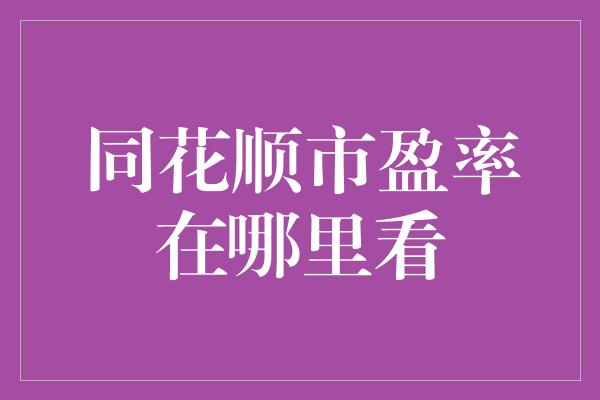 同花顺市盈率在哪里看