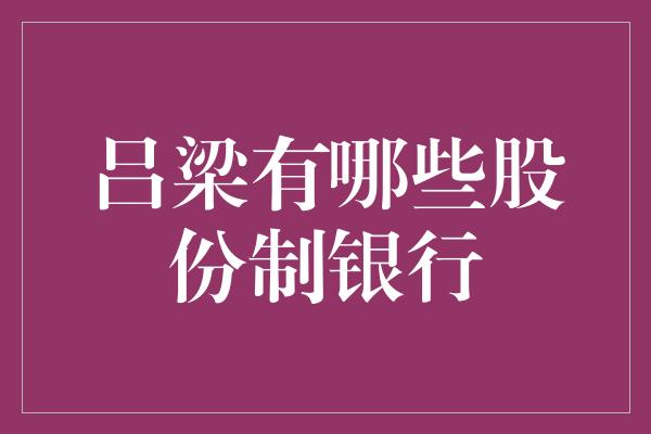 吕梁有哪些股份制银行