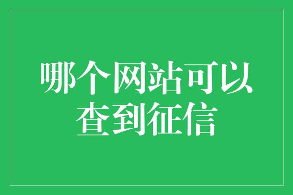 哪个网站可以查到征信