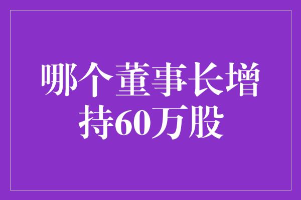 哪个董事长增持60万股