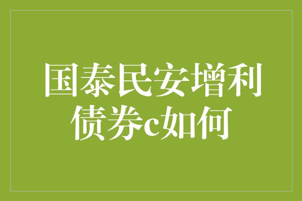 国泰民安增利债券c如何