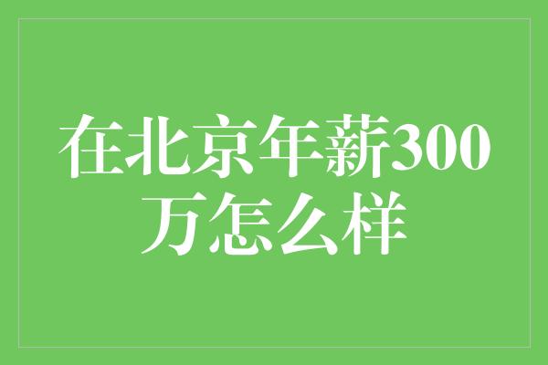 在北京年薪300万怎么样