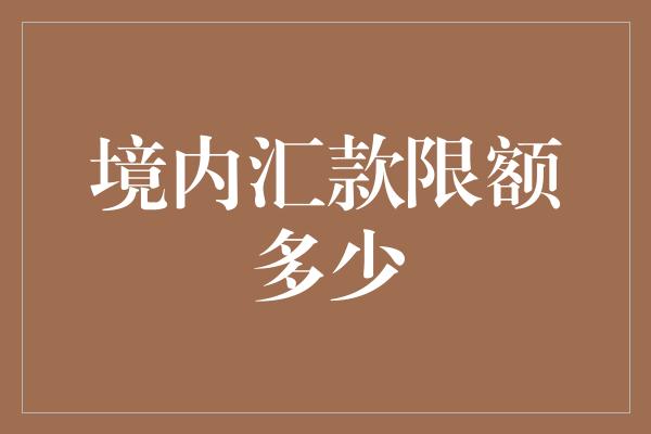 境内汇款限额多少