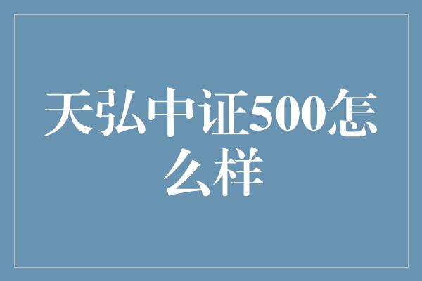 天弘中证500怎么样