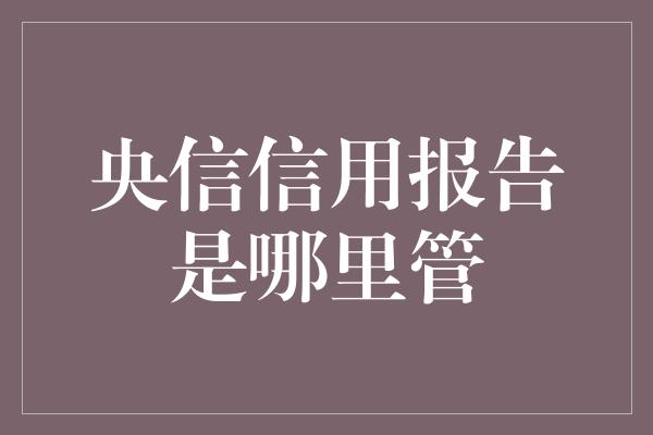 央信信用报告是哪里管