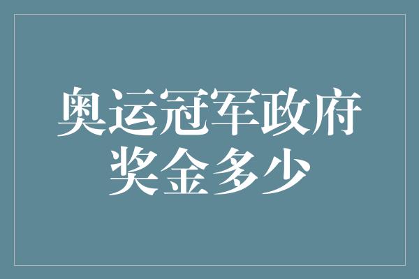 奥运冠军政府奖金多少