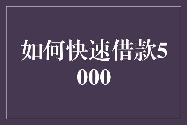 如何快速借款5000