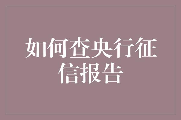 如何查央行征信报告