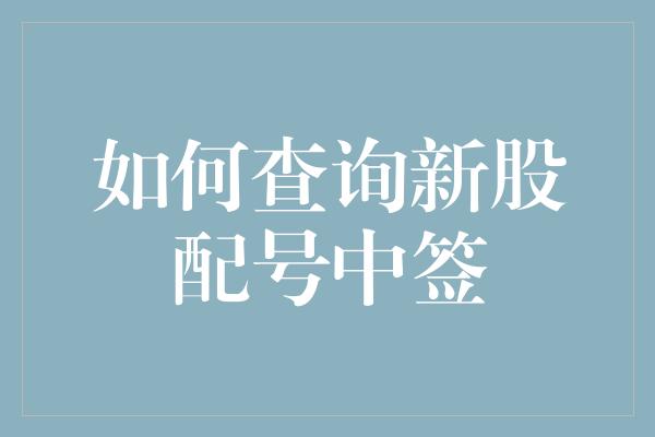 如何查询新股配号中签