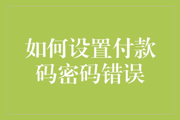 如何设置付款码密码错误