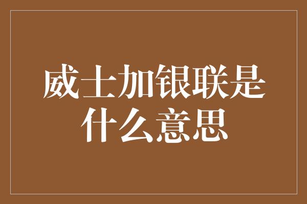 威士加银联是什么意思