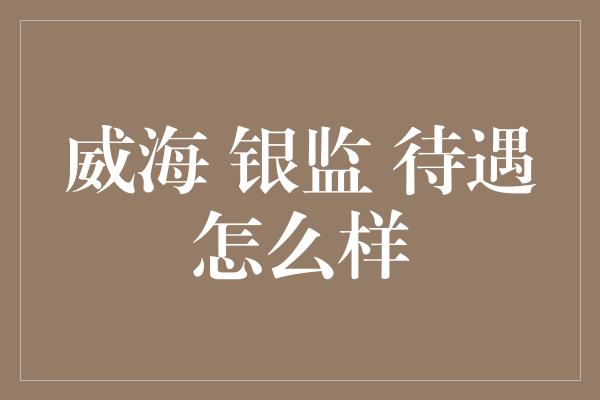 威海 银监 待遇怎么样