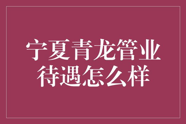 宁夏青龙管业待遇怎么样