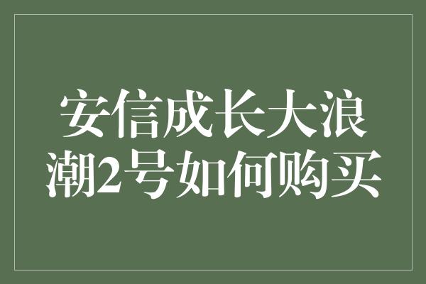 安信成长大浪潮2号如何购买