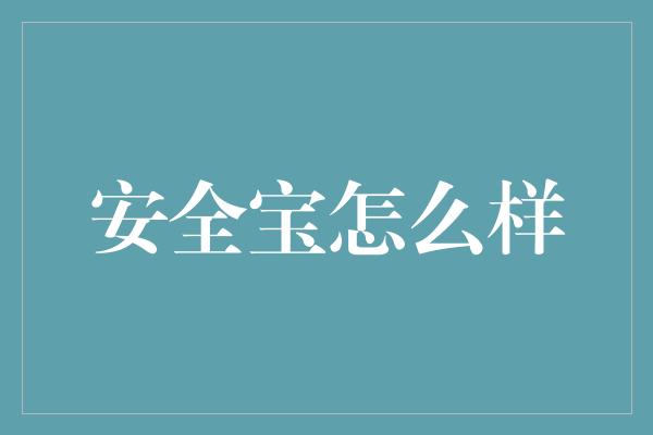 安全宝怎么样