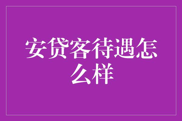 安贷客待遇怎么样