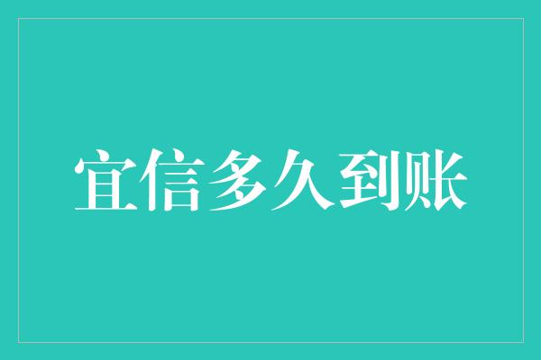 宜信多久到账