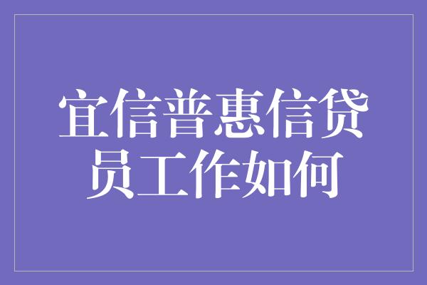 宜信普惠信贷员工作如何