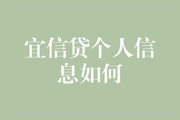 宜信贷个人信息如何