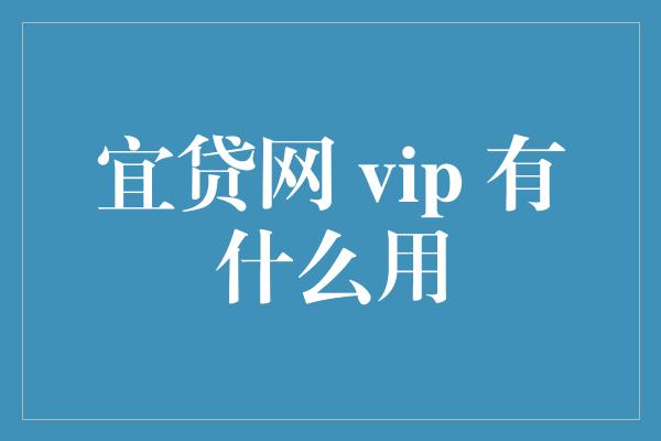 宜贷网 vip 有什么用