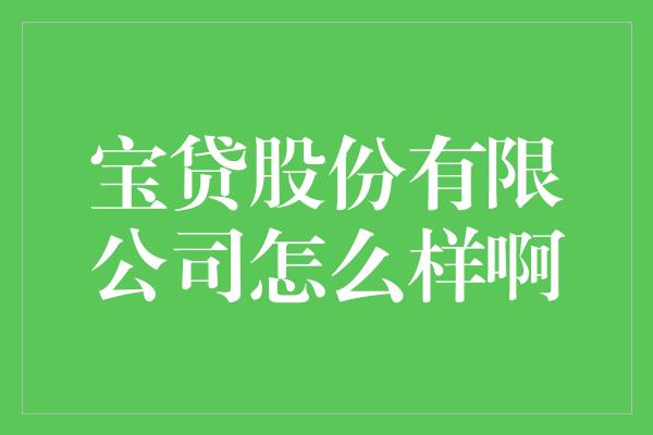 宝贷股份有限公司怎么样啊