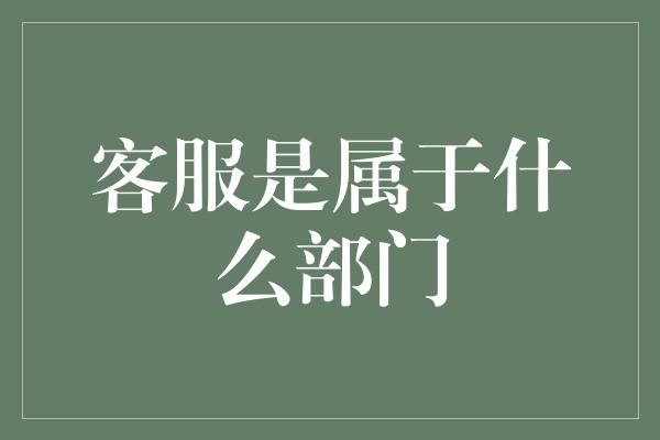 客服是属于什么部门