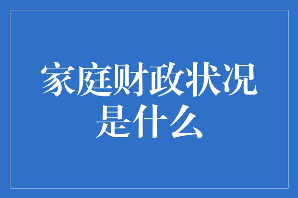 家庭财政状况是什么