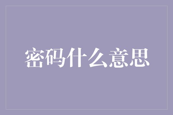 密码什么意思