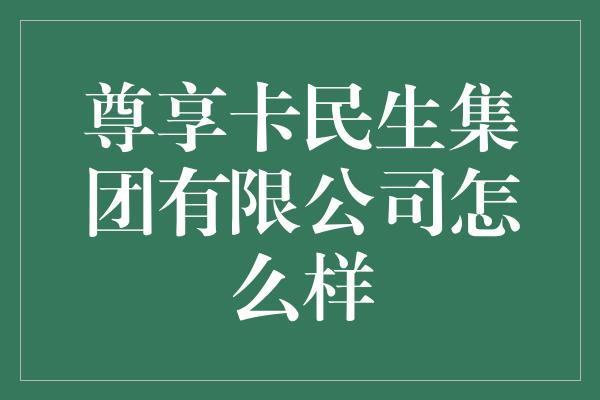 尊享卡民生集团有限公司怎么样