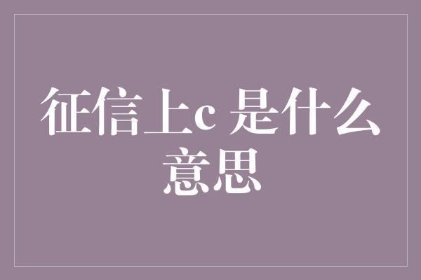 征信上c 是什么意思