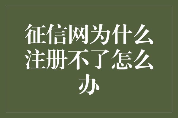 征信网为什么注册不了怎么办