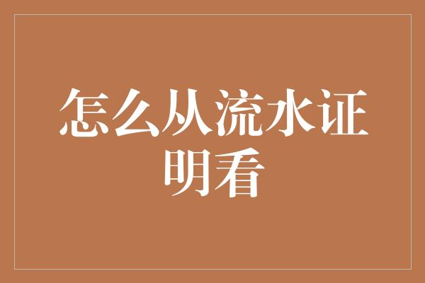 怎么从流水证明看