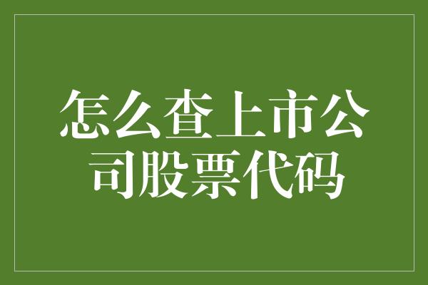 怎么查上市公司股票代码