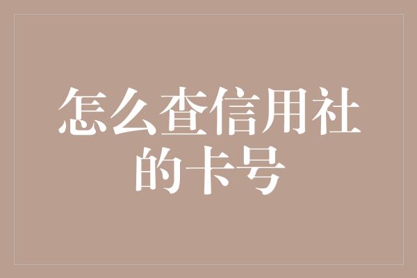 怎么查信用社的卡号