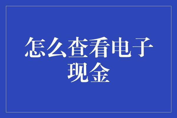 怎么查看电子现金