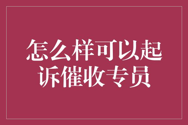 怎么样可以起诉催收专员