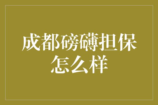 成都磅礴担保怎么样