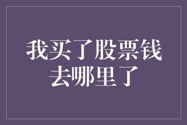 我买了股票钱去哪里了