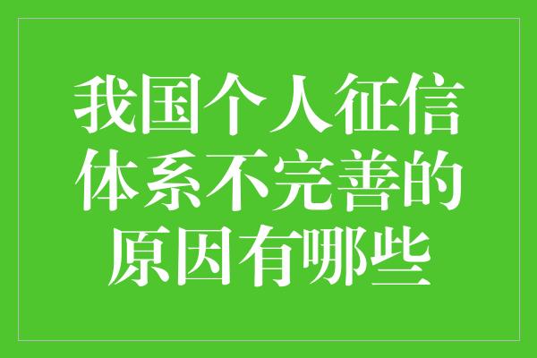 我国个人征信体系不完善的原因有哪些