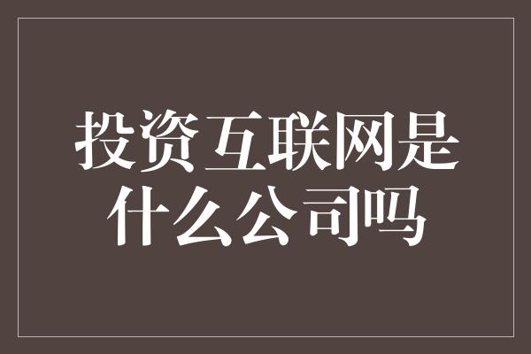 投资互联网是什么公司吗