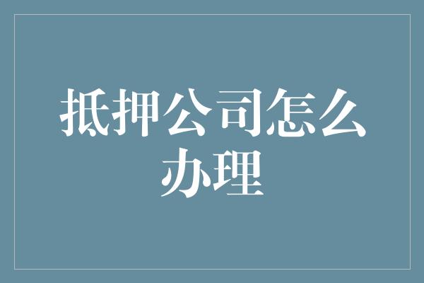 抵押公司怎么办理