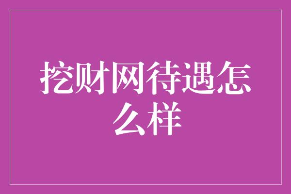 挖财网待遇怎么样