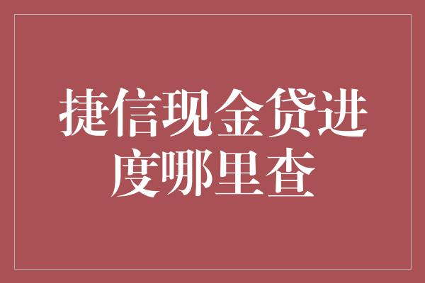 捷信现金贷进度哪里查