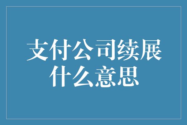 支付公司续展什么意思