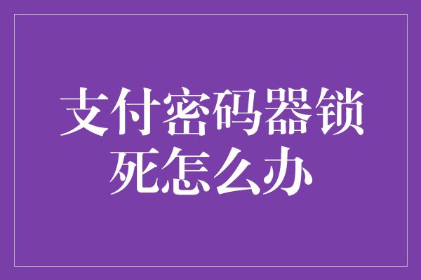 支付密码器锁死怎么办