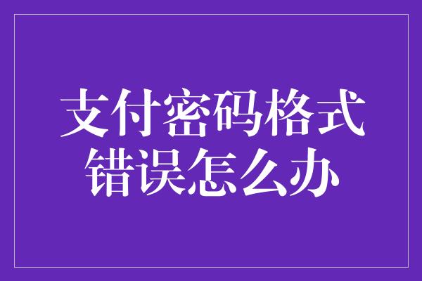 支付密码格式错误怎么办