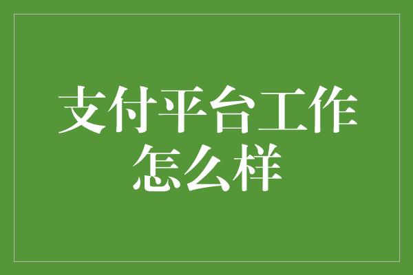 支付平台工作怎么样